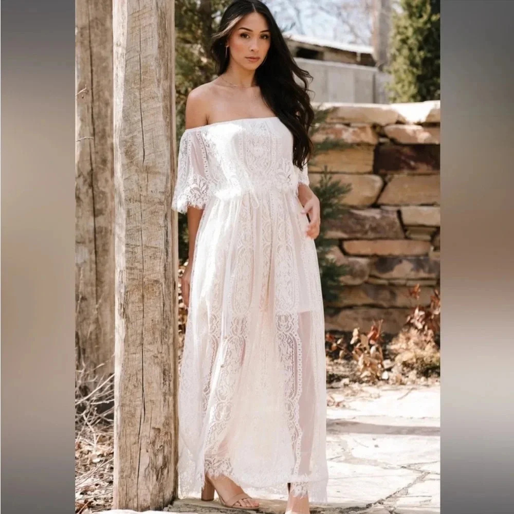 Baltic Born Leon Off Shoulder Whimsy Fairy Lace Maxi Dress - Picture 4 of 10